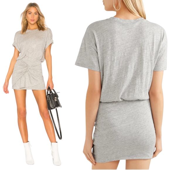 New IRO Brelbloa Jersey Twist Front Lightweight Mini Dress in Light Grey Size XS - Picture 2 of 12